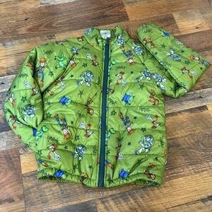 Disney Toy Story Coat Green Character Print Puffer Jacket lightweight 5/6